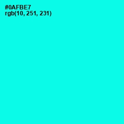 #0AFBE7 - Cyan / Aqua Color Image