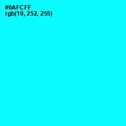 #0AFCFF - Cyan / Aqua Color Image