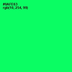 #0AFE63 - Spring Green Color Image