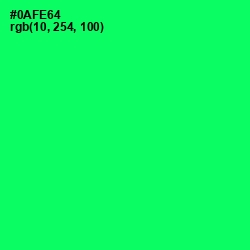#0AFE64 - Spring Green Color Image