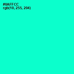 #0AFFCC - Bright Turquoise Color Image