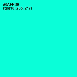 #0AFFD9 - Bright Turquoise Color Image