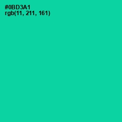 #0BD3A1 - Caribbean Green Color Image