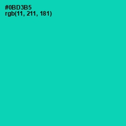 #0BD3B5 - Caribbean Green Color Image