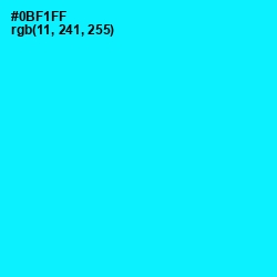 #0BF1FF - Cyan / Aqua Color Image