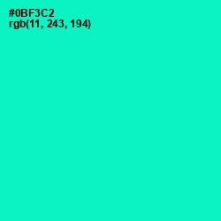 #0BF3C2 - Bright Turquoise Color Image