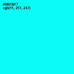 #0BFBF7 - Cyan / Aqua Color Image