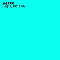 #0BFFF0 - Cyan / Aqua Color Image