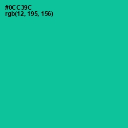 #0CC39C - Caribbean Green Color Image
