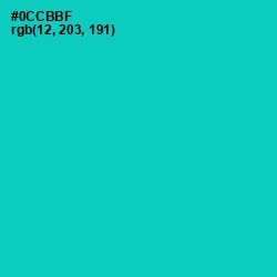 #0CCBBF - Caribbean Green Color Image