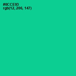 #0CCE93 - Caribbean Green Color Image