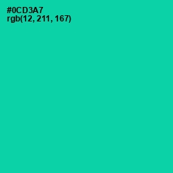 #0CD3A7 - Caribbean Green Color Image