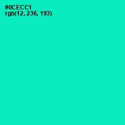 #0CECC1 - Bright Turquoise Color Image