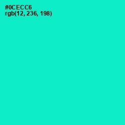 #0CECC6 - Bright Turquoise Color Image