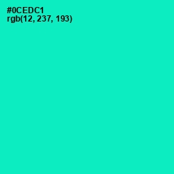 #0CEDC1 - Bright Turquoise Color Image