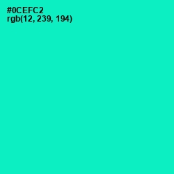 #0CEFC2 - Bright Turquoise Color Image