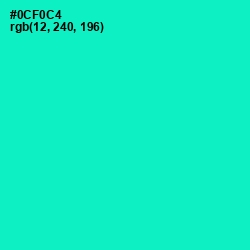 #0CF0C4 - Bright Turquoise Color Image