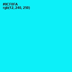 #0CF0FA - Cyan / Aqua Color Image