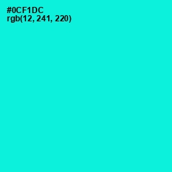 #0CF1DC - Bright Turquoise Color Image