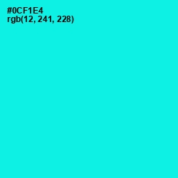 #0CF1E4 - Cyan / Aqua Color Image