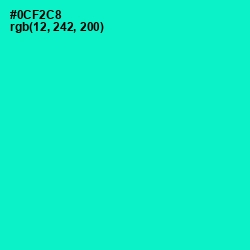 #0CF2C8 - Bright Turquoise Color Image