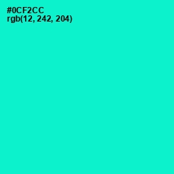 #0CF2CC - Bright Turquoise Color Image