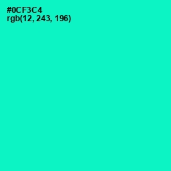 #0CF3C4 - Bright Turquoise Color Image