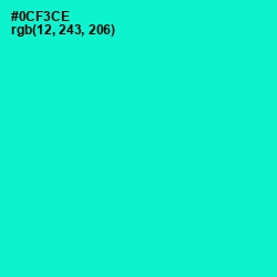 #0CF3CE - Bright Turquoise Color Image