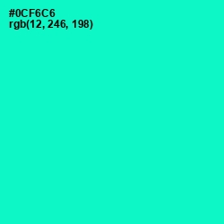 #0CF6C6 - Bright Turquoise Color Image