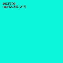 #0CF7D9 - Bright Turquoise Color Image