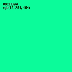 #0CFB9A - Caribbean Green Color Image