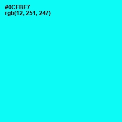 #0CFBF7 - Cyan / Aqua Color Image