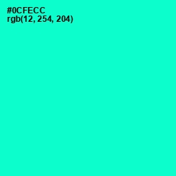 #0CFECC - Bright Turquoise Color Image