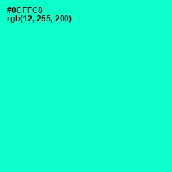 #0CFFC8 - Bright Turquoise Color Image