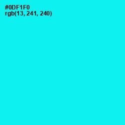 #0DF1F0 - Cyan / Aqua Color Image