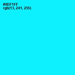 #0DF1FF - Cyan / Aqua Color Image