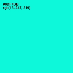 #0DF7DB - Bright Turquoise Color Image