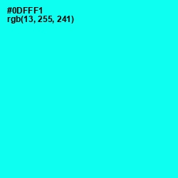 #0DFFF1 - Cyan / Aqua Color Image