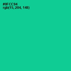 #0FCC94 - Caribbean Green Color Image