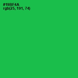 #19BF4A - Jade Color Image