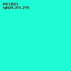 #1CFBD3 - Bright Turquoise Color Image