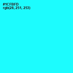 #1CFBFD - Cyan / Aqua Color Image