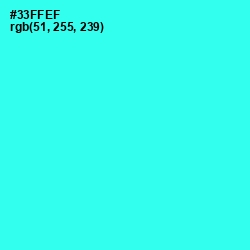 #33FFEF - Bright Turquoise Color Image