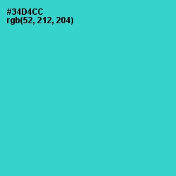 #34D4CC - Turquoise Color Image