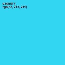 #34D5F1 - Turquoise Color Image