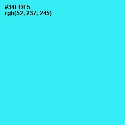 #34EDF5 - Bright Turquoise Color Image