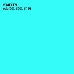 #34FCF9 - Cyan / Aqua Color Image