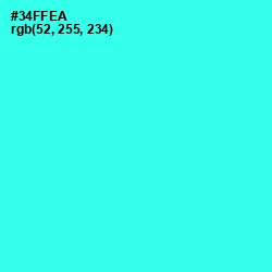 #34FFEA - Bright Turquoise Color Image