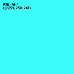 #3BFAF7 - Bright Turquoise Color Image