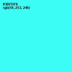 #3BFDF6 - Cyan / Aqua Color Image